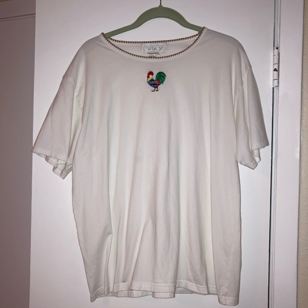 oversized embroidered chicken tee
